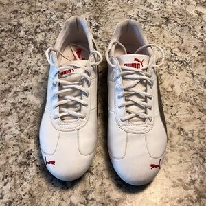 Puma White Sneakers with Red Logo Accents